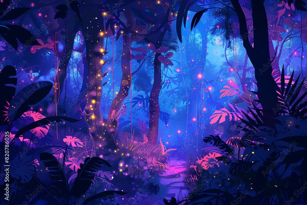 Fototapeta premium Jungle Night Lights background
