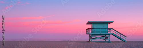 Lifeguard Tower in Pastel California Vibes, Sunset Serenity photo