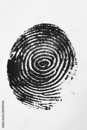 Detailed Black Ink Fingerprint with Clear Ridge Patterns on White Background for Biometric Identification