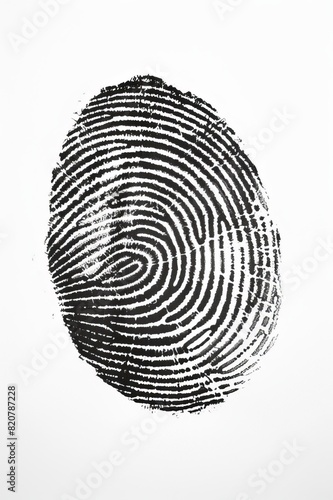 Black Ink Fingerprint with Smudged Edges on White Background for Forensic Analysis