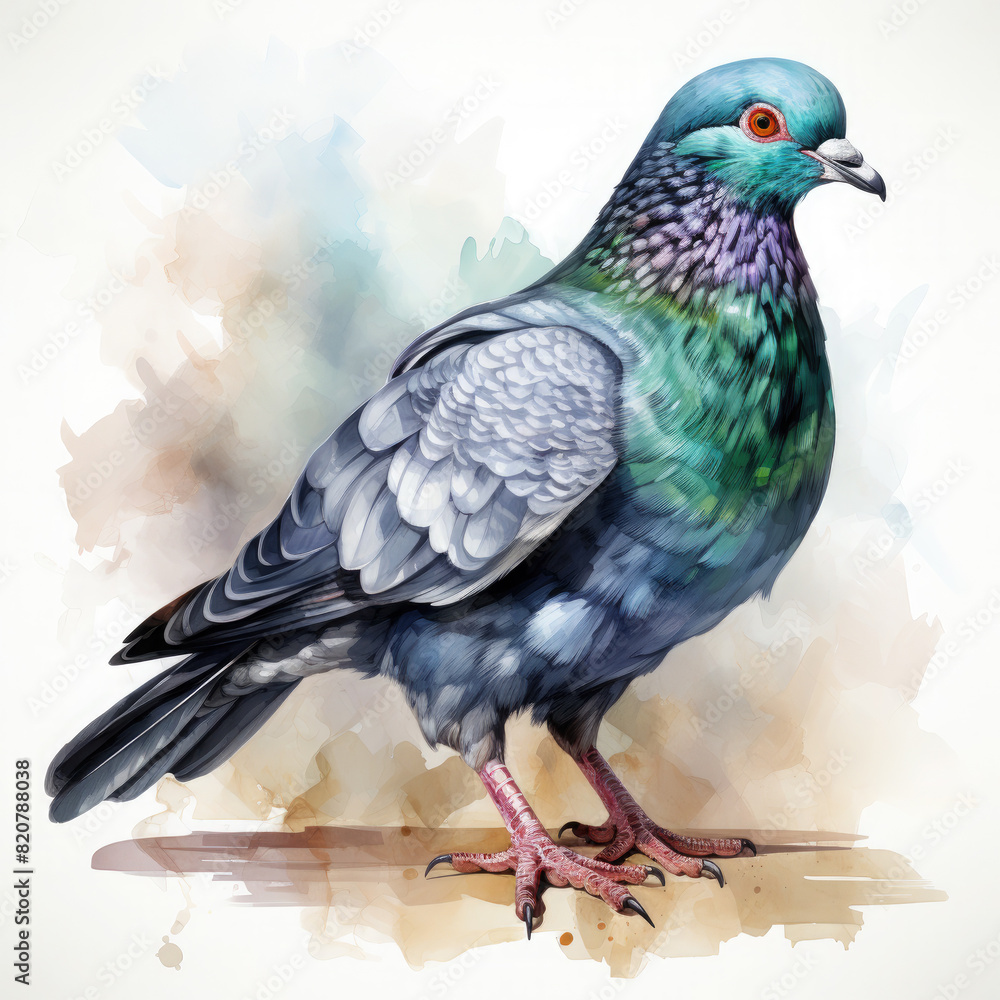 Fototapeta premium watercolor pigeon clipart, Generative Ai