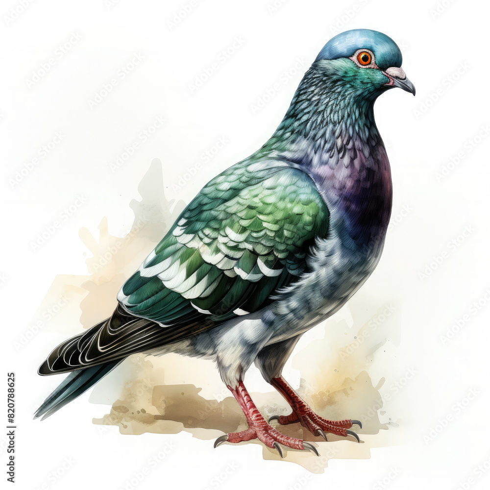 Fototapeta premium watercolor pigeon clipart, Generative Ai
