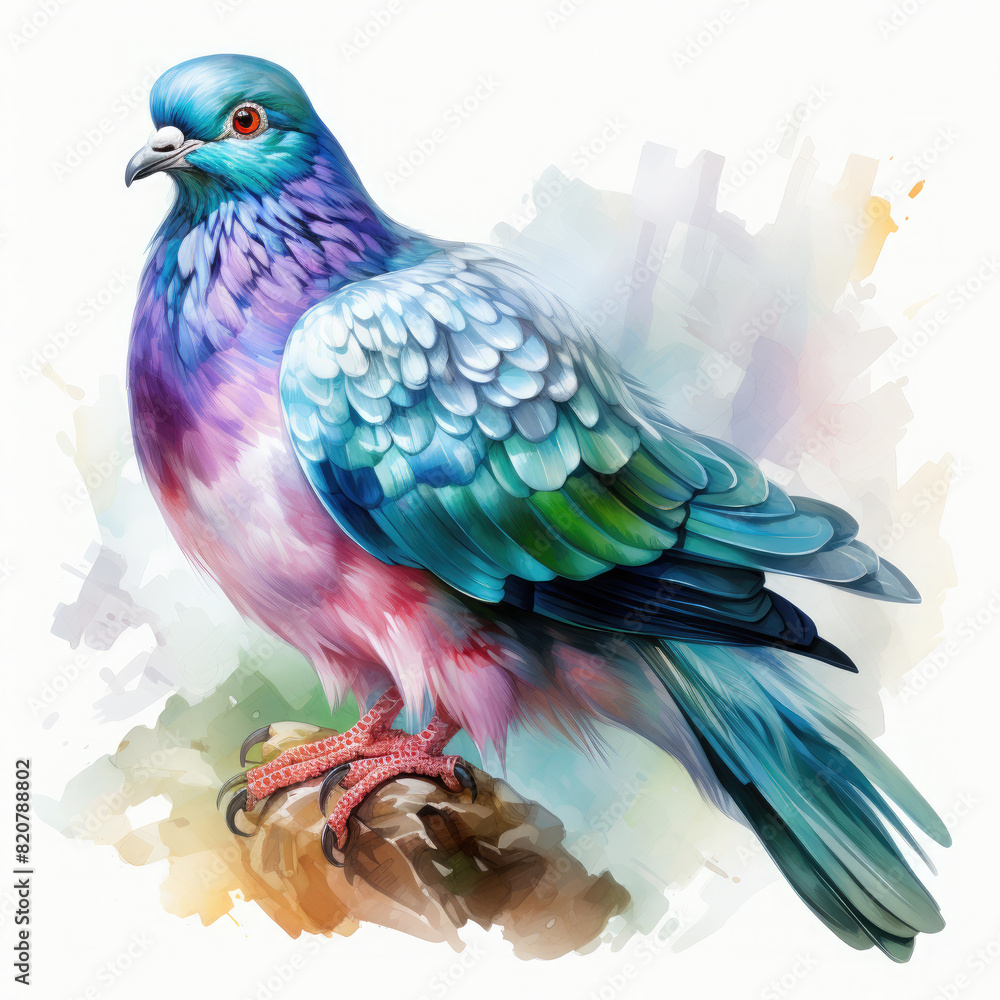 Obraz premium watercolor pigeon clipart, Generative Ai