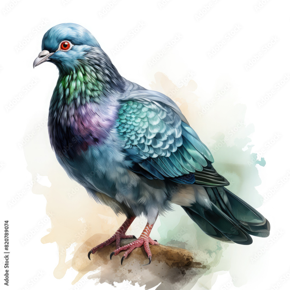 Obraz premium watercolor pigeon clipart, Generative Ai