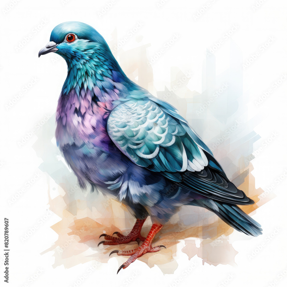 Fototapeta premium watercolor pigeon clipart, Generative Ai
