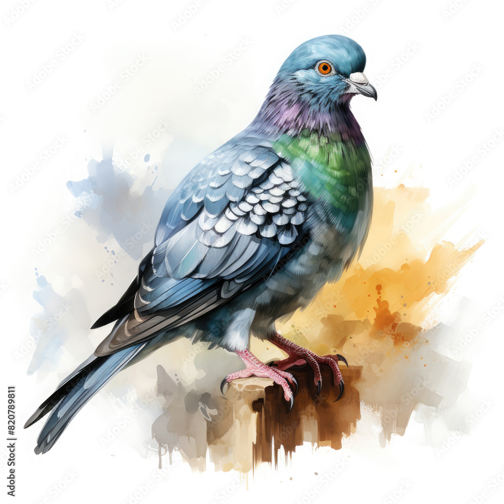 Fototapeta premium watercolor pigeon clipart, Generative Ai
