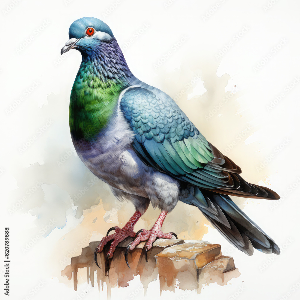 Fototapeta premium watercolor pigeon clipart, Generative Ai