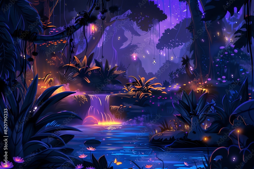 Fototapeta premium Jungle Night Lights background