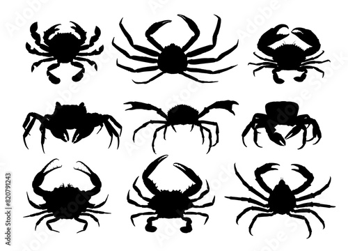 The set silhouettes of sea crabs.