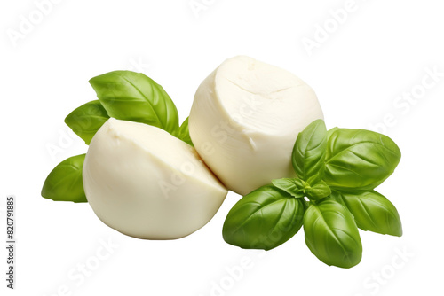 Dance of Mozzarella on a White or Clear Surface PNG Transparent Background.