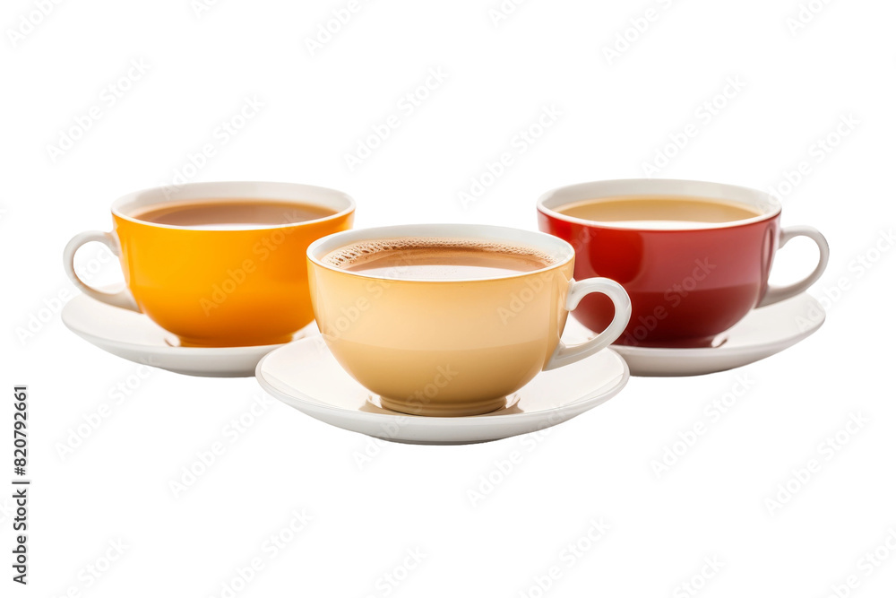 Three Elixir-filled Cups Dancing on a Sunlit Saucer on a White or Clear Surface PNG Transparent Background. Three Elixir-filled Cups Dancing on a Sunlit Saucer on a White or Clear Surface PNG Transparent Background.