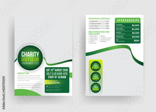 Charity Golf Club Tournament Double Sided Flyer Design, Sports Flyer Design