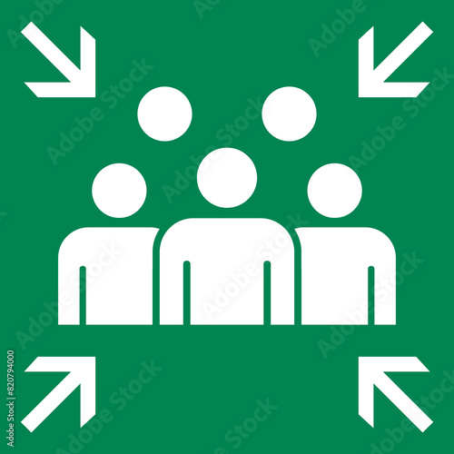 Emergency evacuation assembly point sign. Assembly point icon. Safety Signs. Evacuation Plan. Vector illustration