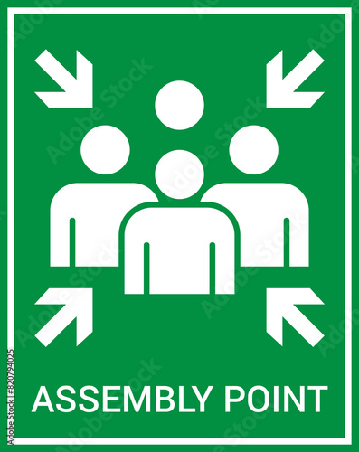 Emergency evacuation assembly point sign. Assembly point icon. Safety Signs. Evacuation Plan. Vector illustration