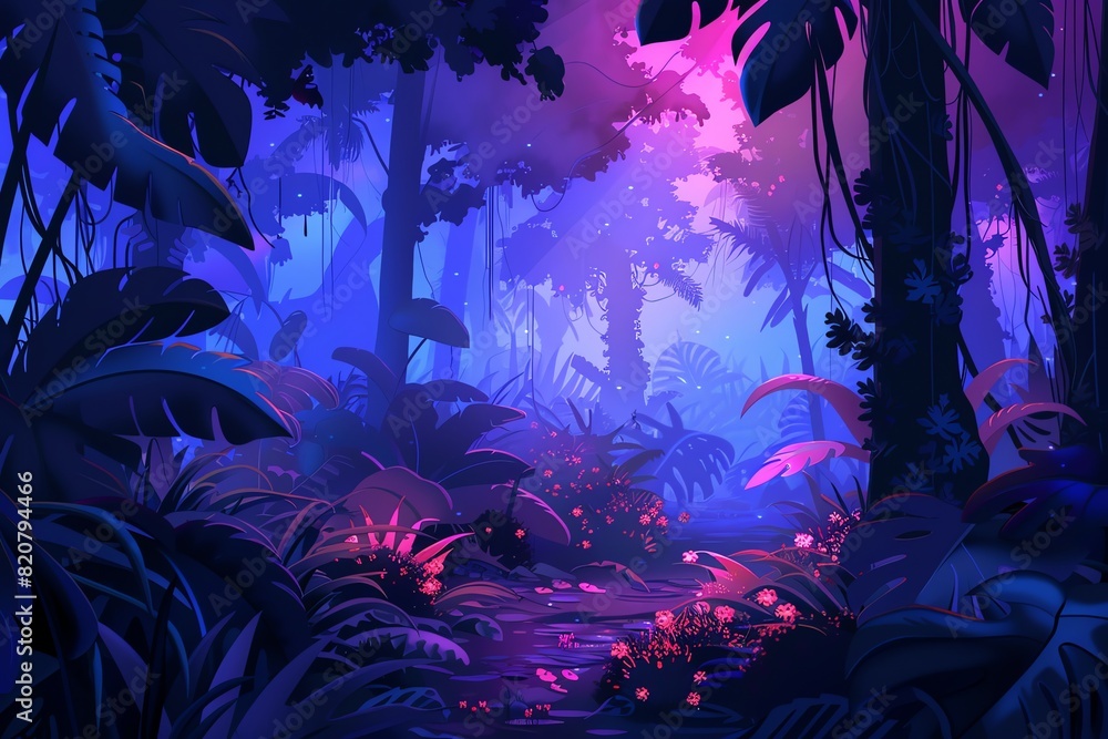 Fototapeta premium Jungle Night Lights background