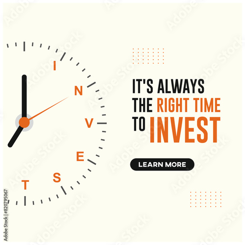 Time to Invest, Creative Social Media Template Vector Design