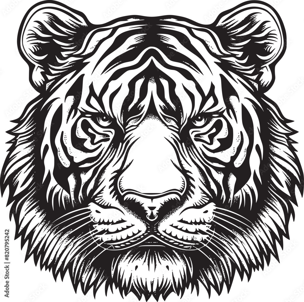 Tiger head silhouette. monochrome vector Tiger head silhouette. monochrome vector