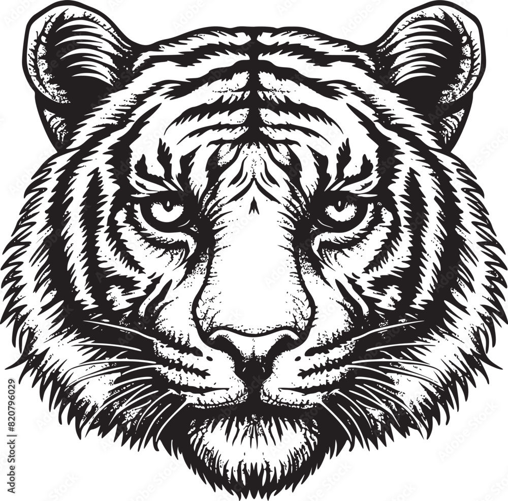 Tiger head silhouette. monochrome vector Tiger head silhouette. monochrome vector