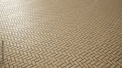 Concept or conceptual solid brown background of Herringbone pavement texture floor as a modern pattern layout. A 3d illustration metaphor for construction, architecture, urban and interior design