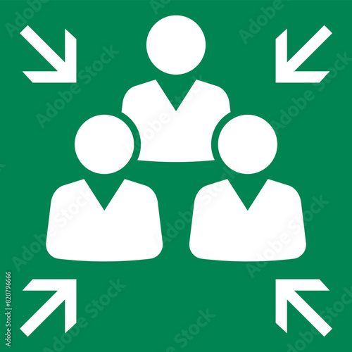Emergency evacuation assembly point sign. Assembly point icon. Safety Signs. Evacuation Plan. Vector illustration
