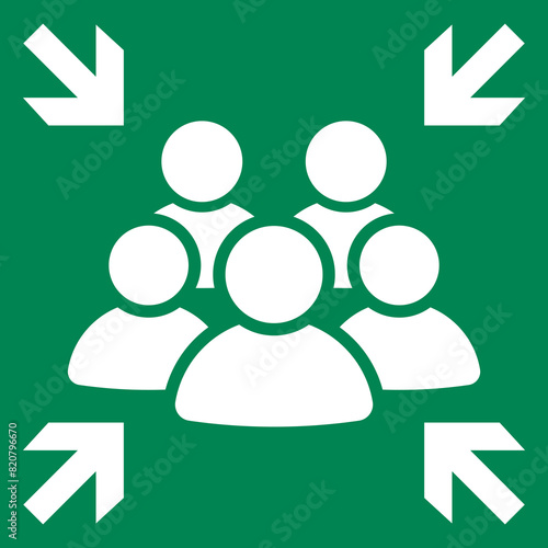 Emergency evacuation assembly point sign. Assembly point icon. Safety Signs. Evacuation Plan. Vector illustration