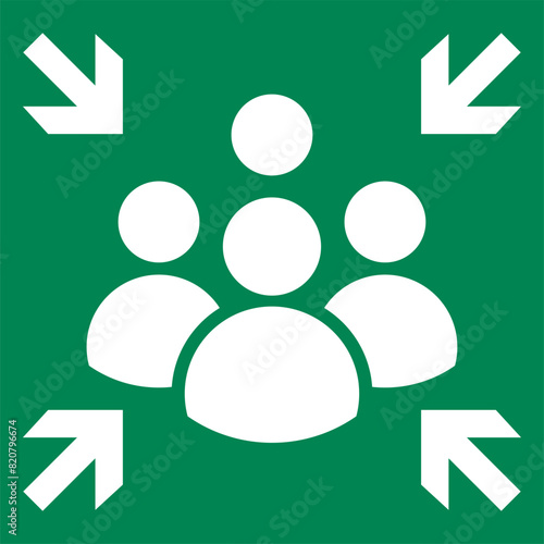 Emergency evacuation assembly point sign. Assembly point icon. Safety Signs. Evacuation Plan. Vector illustration