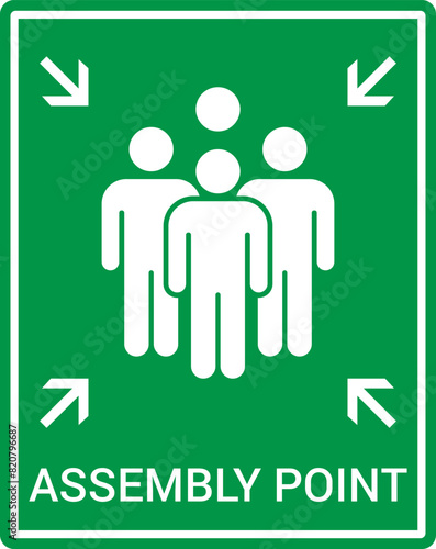 Emergency evacuation assembly point sign. Assembly point icon. Safety Signs. Evacuation Plan. Vector illustration