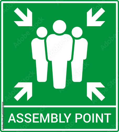 Emergency evacuation assembly point sign. Assembly point icon. Safety Signs. Evacuation Plan. Vector illustration