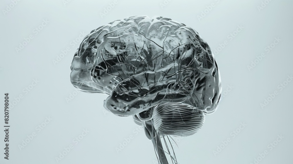 A clean high tech minimal black and white scientific scan of the human ...
