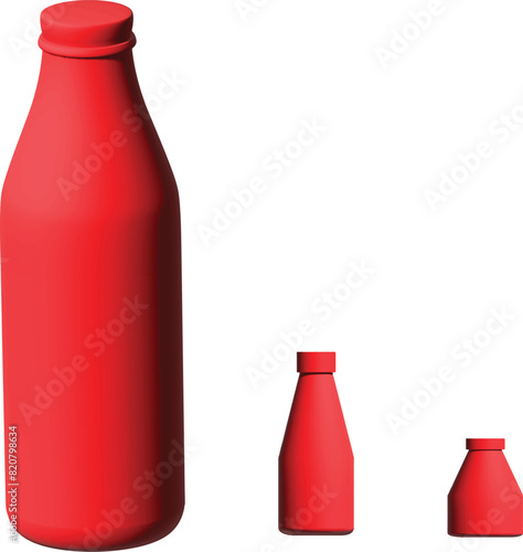 a set of red bottles isolated on white