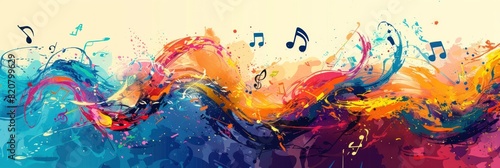 Colorful abstract art with musical notes