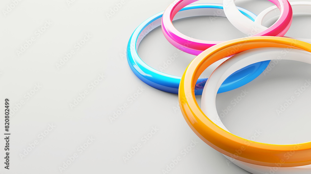 Colorful modern geometric rings white background. Business technology presentation, template, web banner. Generative AI Colorful modern geometric rings white background. Business technology presentation, template, web banner. Generative AI