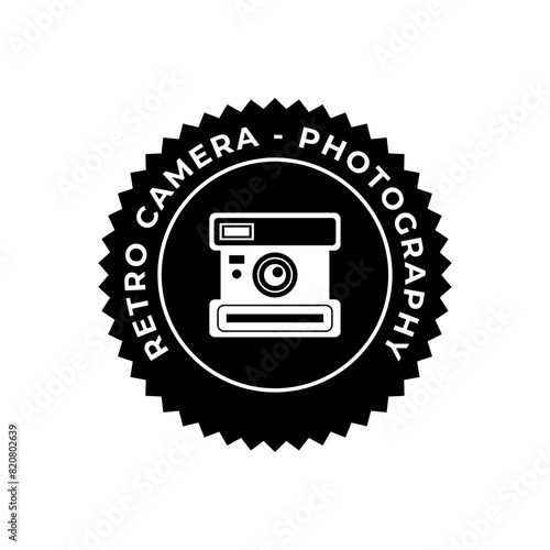 Vintage Camera Photography Vector Label, Logo Template with Retro Typography.