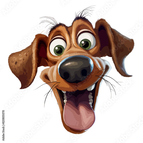 Brown cartoon dog with its tongue lolling out of its mouth. Funny cartoon character.