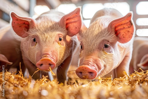 Image of a pair of pigs standing side by side. Suitable for farm or animal-themed designs