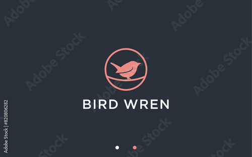 nest with wren logo design vector silhouette illustration
