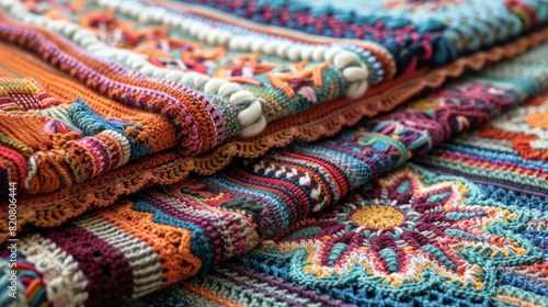 Vibrant Handmade Crochet Patterns and Textures in Close-up