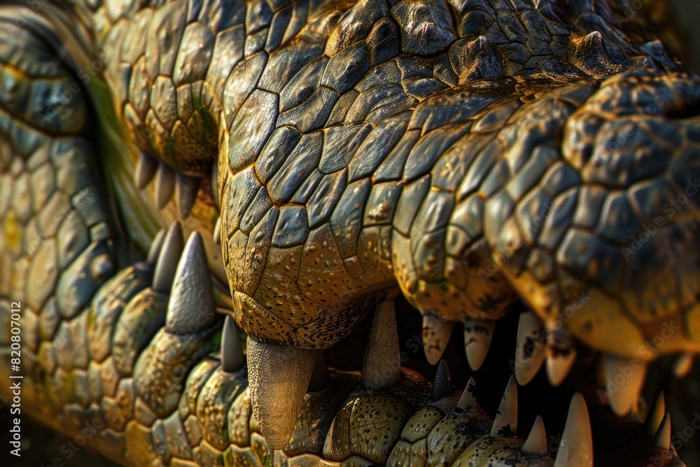 Obraz premium Detailed view of a crocodile head statue, perfect for educational materials