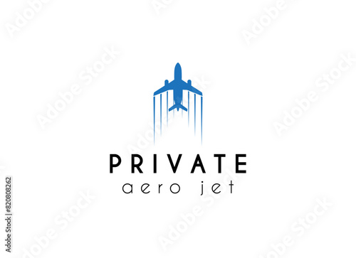 Sky aviation private jet logo design. Minimalist airplane logo for aviation company photo