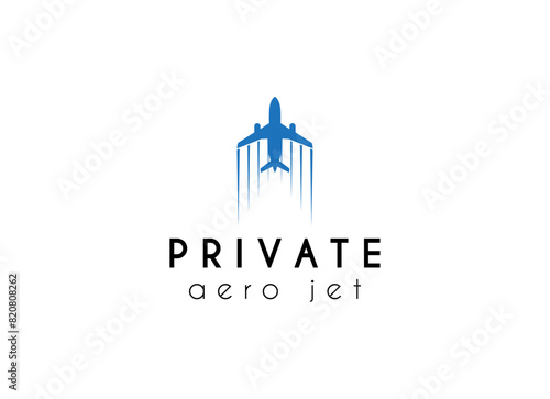 Sky aviation private jet logo design. Minimalist airplane logo for aviation company