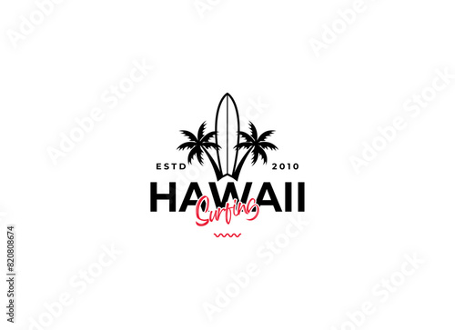 Hawai surf logo. for t-shirt and apparel vector design template