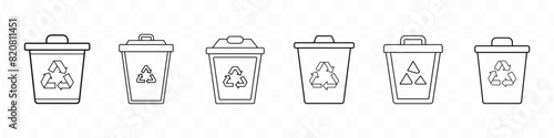 Set of trash can, Recycle, reuse icons. Recycle vector symbols. recycling bin with recycle logo isolated on transparent background. trash can icon vector