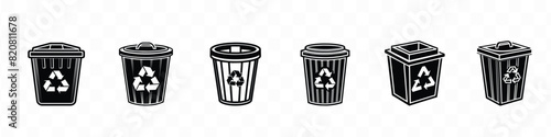 Set of trash can, Recycle, reuse icons. Recycle vector symbols. recycling bin with recycle logo isolated on transparent background. trash can icon vector