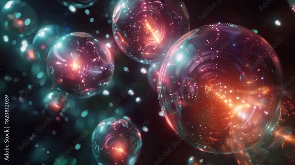 Naklejka premium Glowing Orbs Pulse with Sentient Light