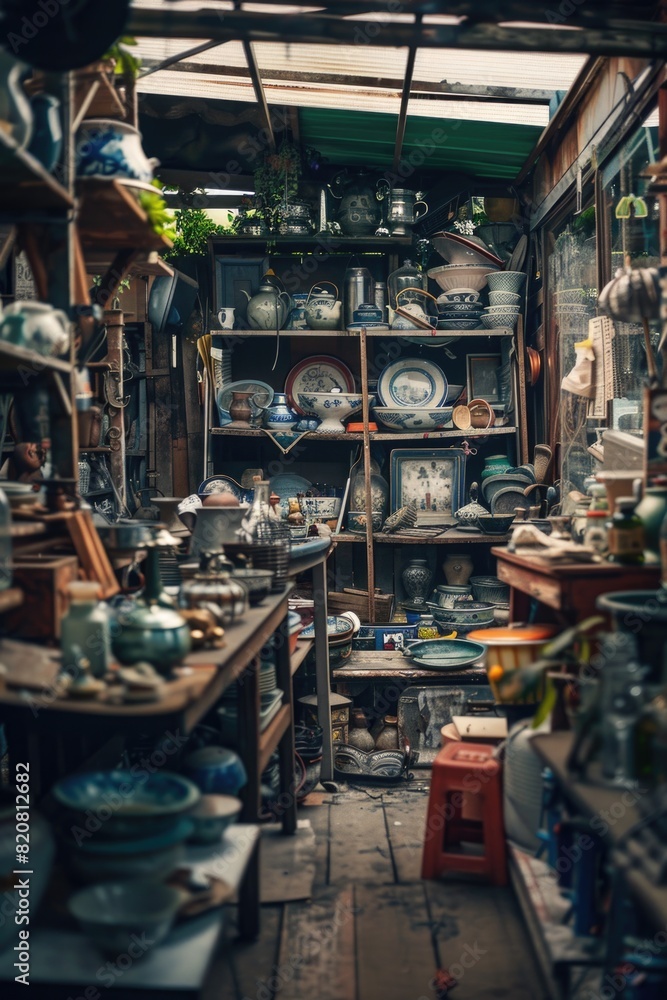 Obraz premium A room filled with a diverse selection of pottery. Ideal for interior design concepts