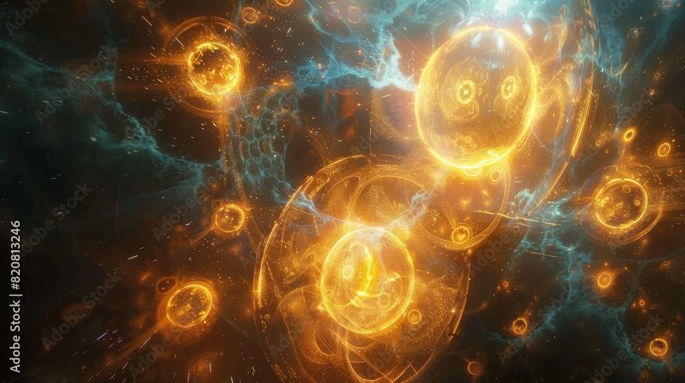 Fototapeta premium Glowing Orbs Pulse with Sentient Light