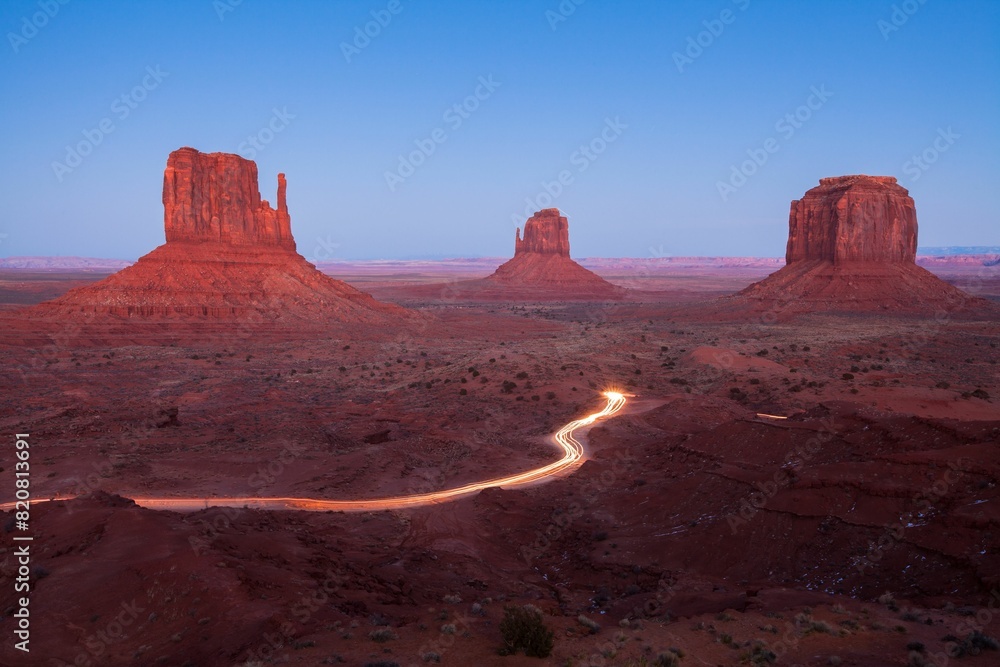 Beautiful landscape of Monument Valley, Arizona, at dusk