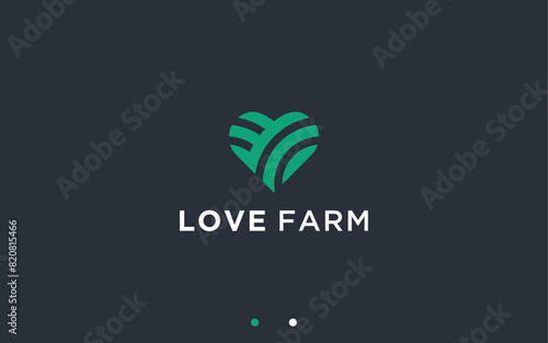 love with farming logo design vector silhouette illustration