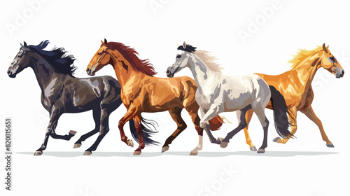Horses Four . Different thoroughbred stallion breeds