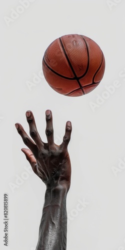 Jugador de baloncesto lanza pelota de baloncesto, póster minimalista artístico baloncesto, partido de presentación  photo